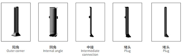 网红款铝合金踢脚线-产品配件图